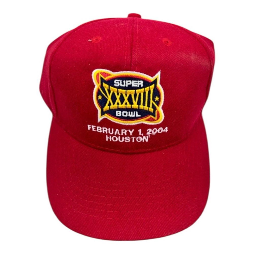 Vintage Reebok 2004 Super Bowl XXXVIII Red Cap Patriots Panthers Houston NEW